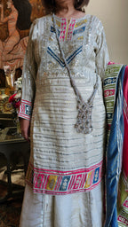 Beautiful tissue top, Bottom & Dupatta embellished with gota patti & mirror work