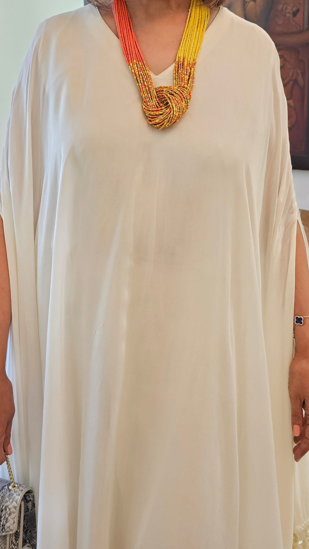 Stunning Blended Muslin Crepe fully Lined Kaftan Style Outfit With Plazzo