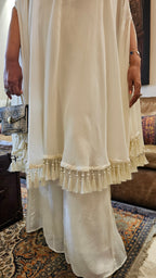Stunning Blended Muslin Crepe fully Lined Kaftan Style Outfit With Plazzo