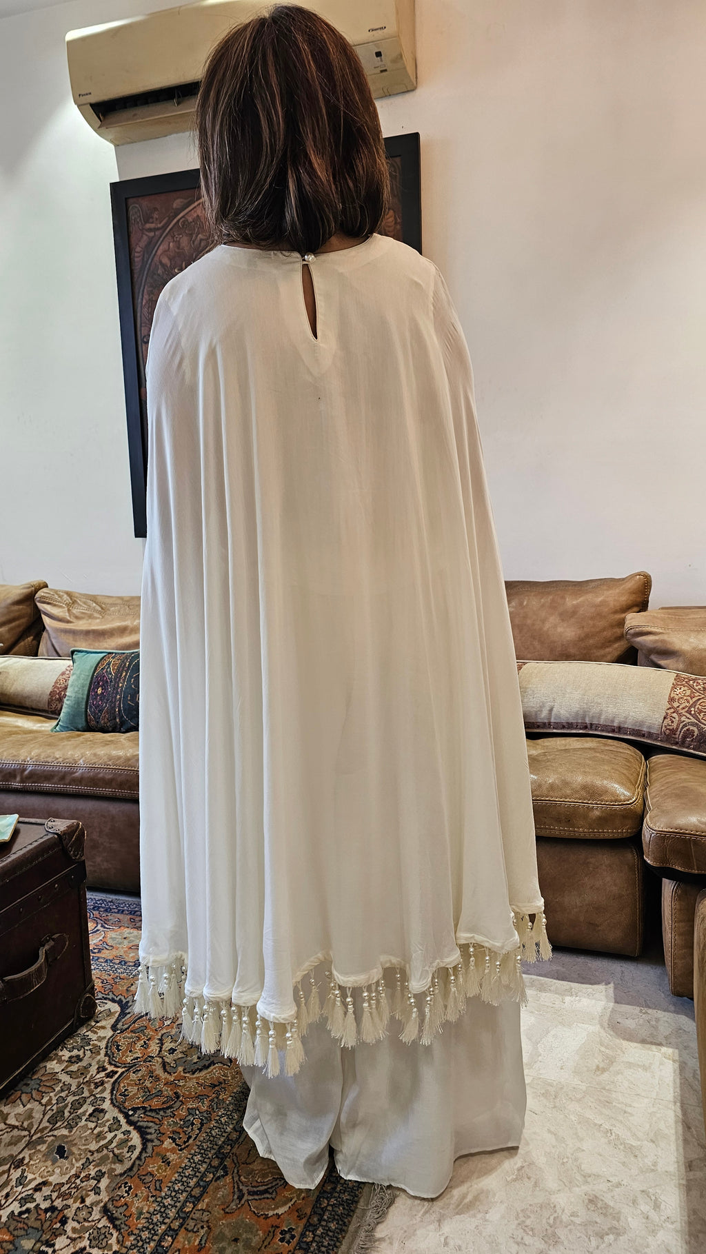 Stunning Blended Muslin Crepe fully Lined Kaftan Style Outfit With Plazzo