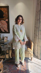 Stunning Pure Mul-Mul Co-ord set trimmed with Beautiful laces