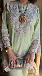 Stunning Pure Mul-Mul Co-ord set trimmed with Beautiful laces