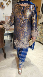 Show stopper Brocade & Crepe Outfit with wispy organza Dupatta with pearl detailing