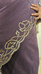 Wispy Silk Chanderi with leather Patch Work Embroidery