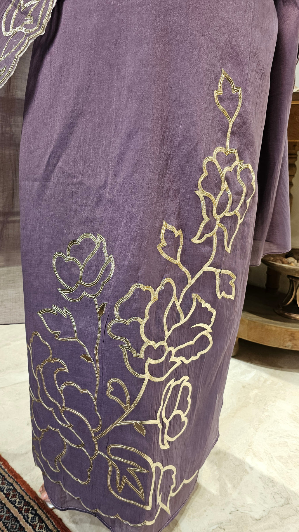 Wispy Silk Chanderi with leather Patch Work Embroidery