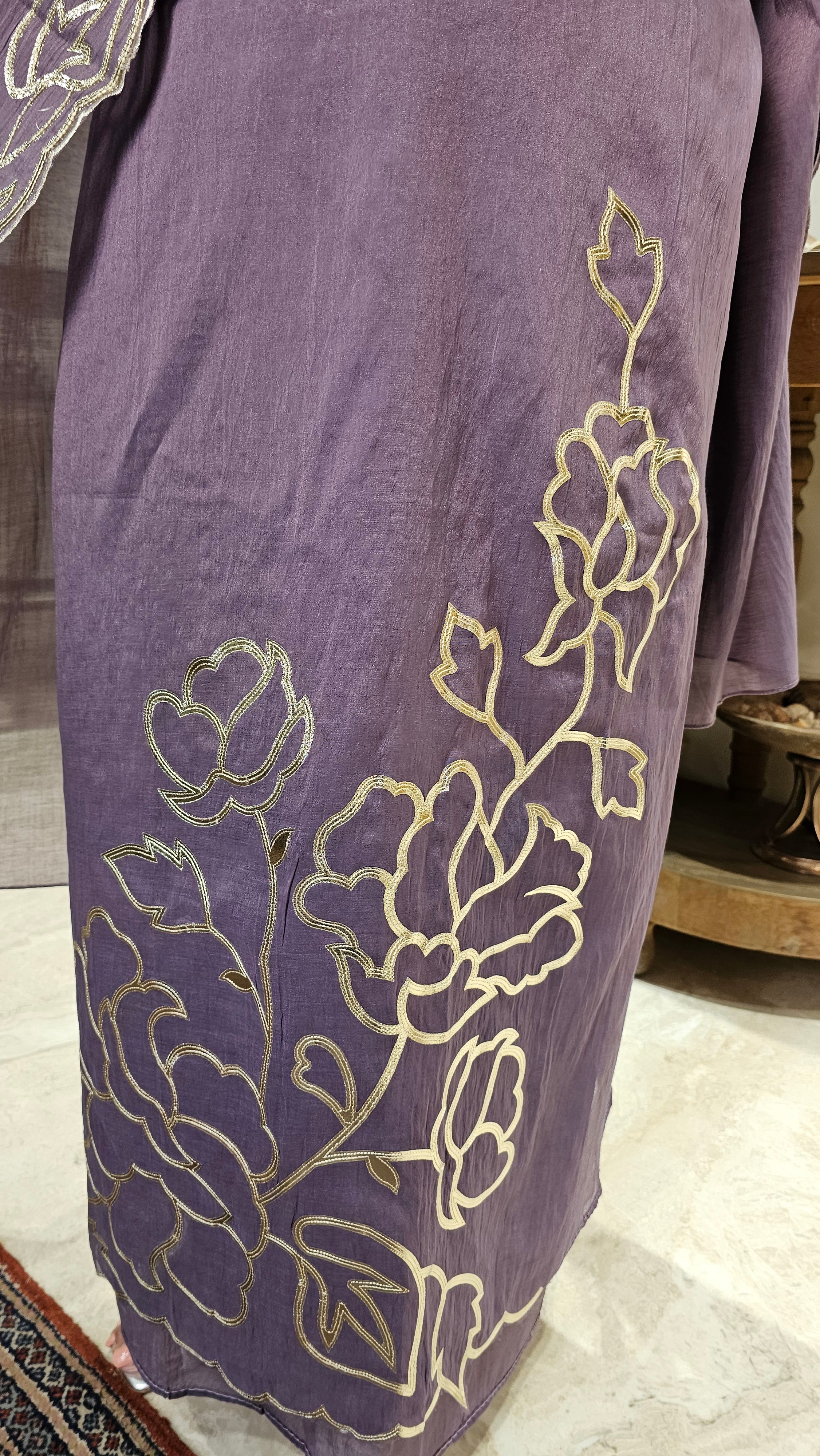 Wispy Silk Chanderi with leather Patch Work Embroidery