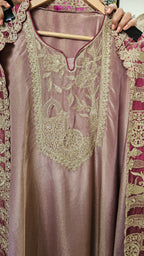 Beautiful Soft Shimmer Tissue Semi Stitched With Upara Silk Bottom With Soft tissue Shimmer Dupatta with Arri & Hand embroidery