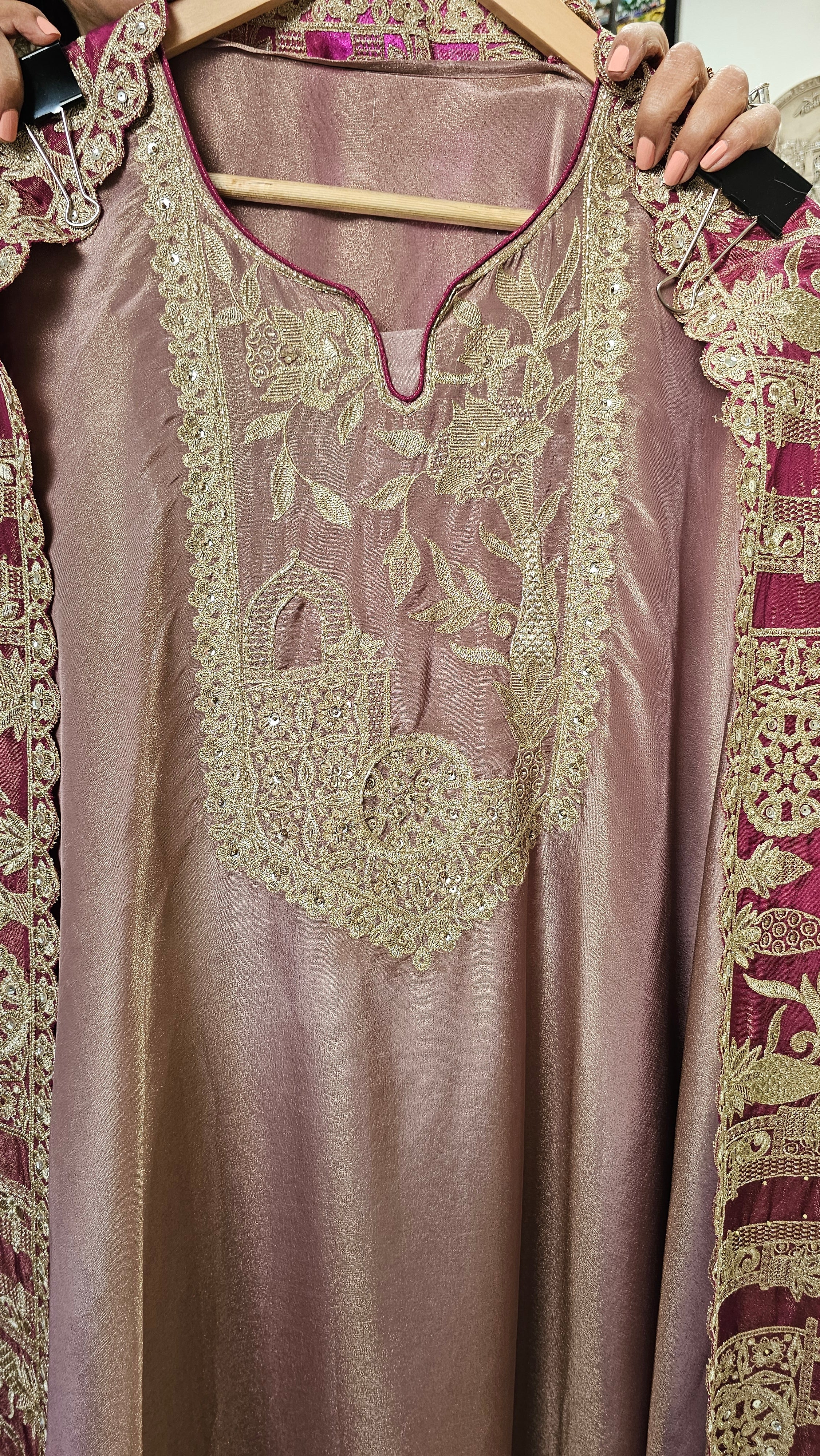 Beautiful Soft Shimmer Tissue Semi Stitched With Upara Silk Bottom With Soft tissue Shimmer Dupatta with Arri & Hand embroidery