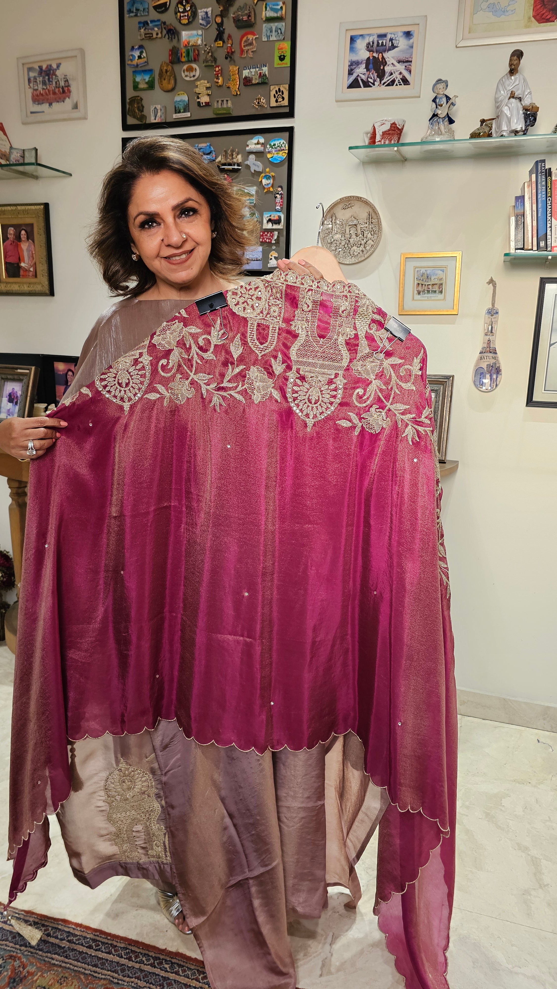Beautiful Soft Shimmer Tissue Semi Stitched With Upara Silk Bottom With Soft tissue Shimmer Dupatta with Arri & Hand embroidery