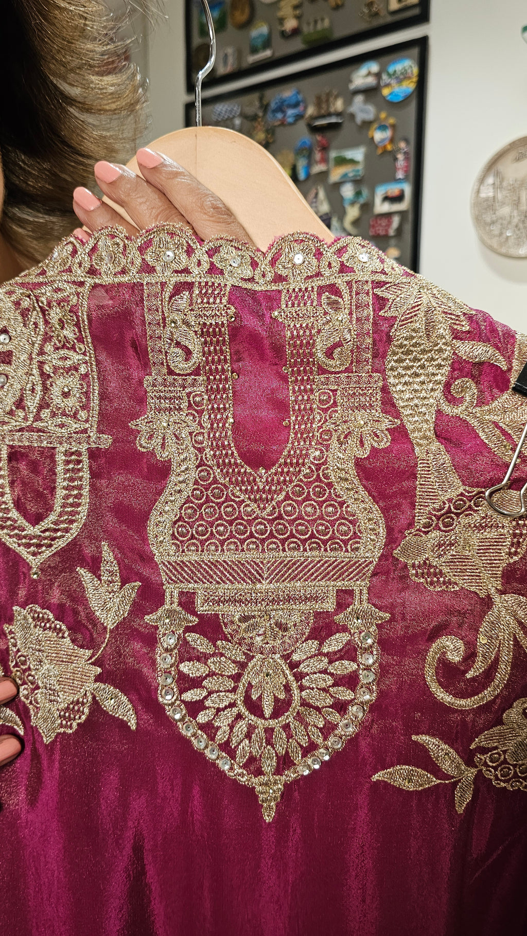 Beautiful Soft Shimmer Tissue Semi Stitched With Upara Silk Bottom With Soft tissue Shimmer Dupatta with Arri & Hand embroidery