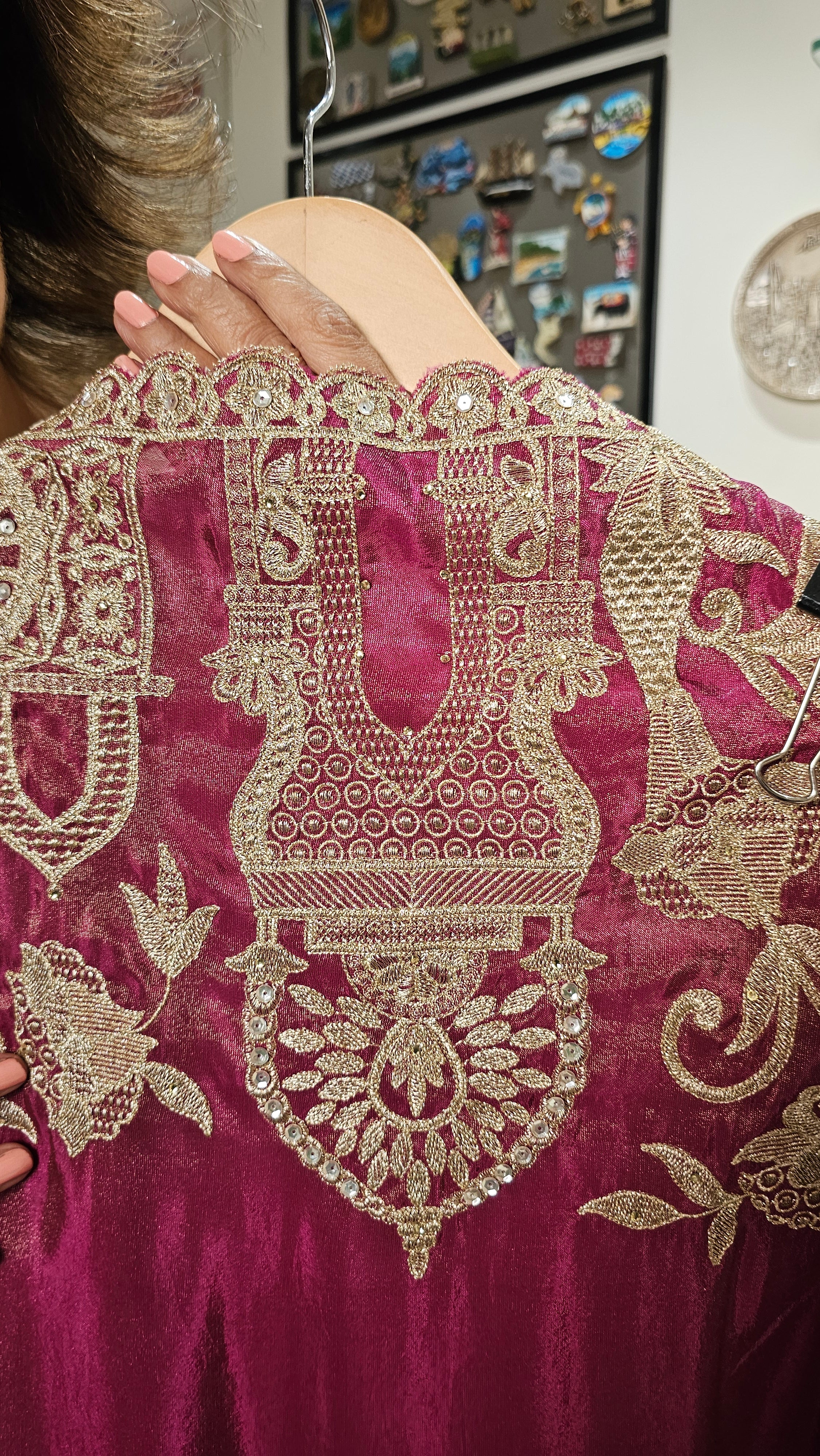 Beautiful Soft Shimmer Tissue Semi Stitched With Upara Silk Bottom With Soft tissue Shimmer Dupatta with Arri & Hand embroidery
