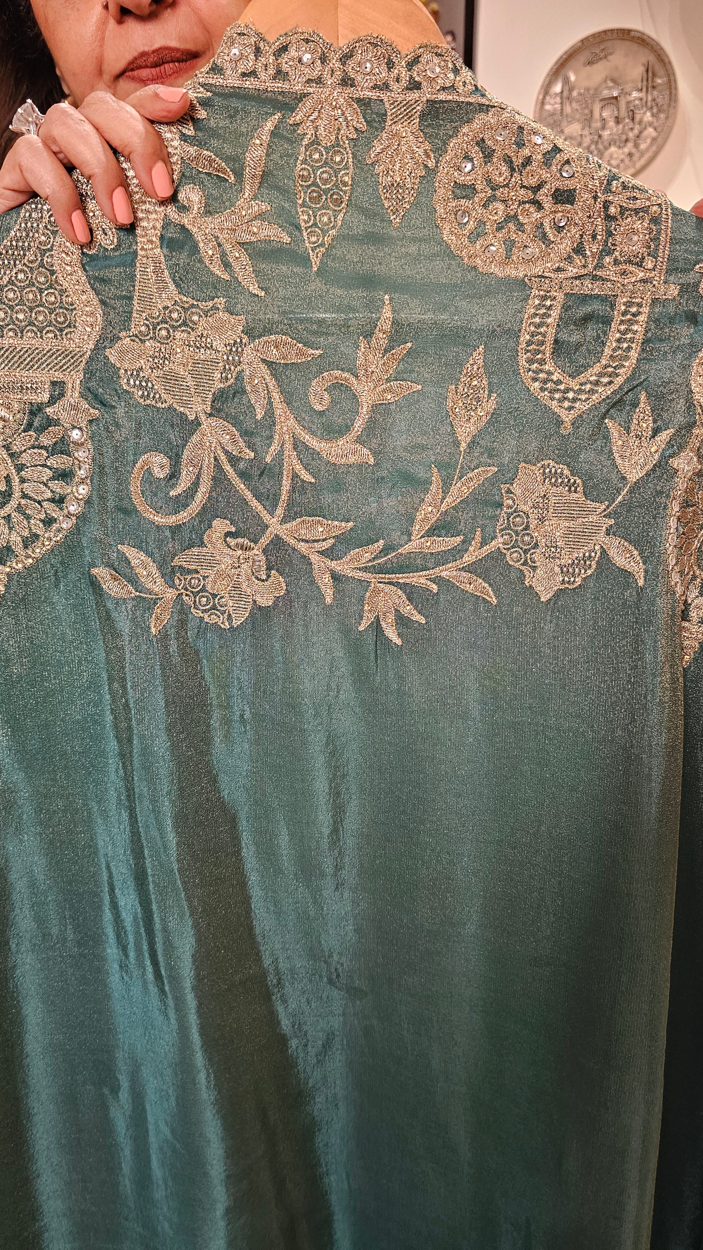 Beautiful Soft Shimmer Tissue Semi Stitched With Upara Silk Bottom With Soft tissue Shimmer Dupatta with Arri & Hand embroidery