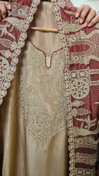 Beautiful Soft Shimmer Tissue Semi Stitched With Upara Silk Bottom With Soft tissue Shimmer Dupatta with Arri & Hand embroidery 