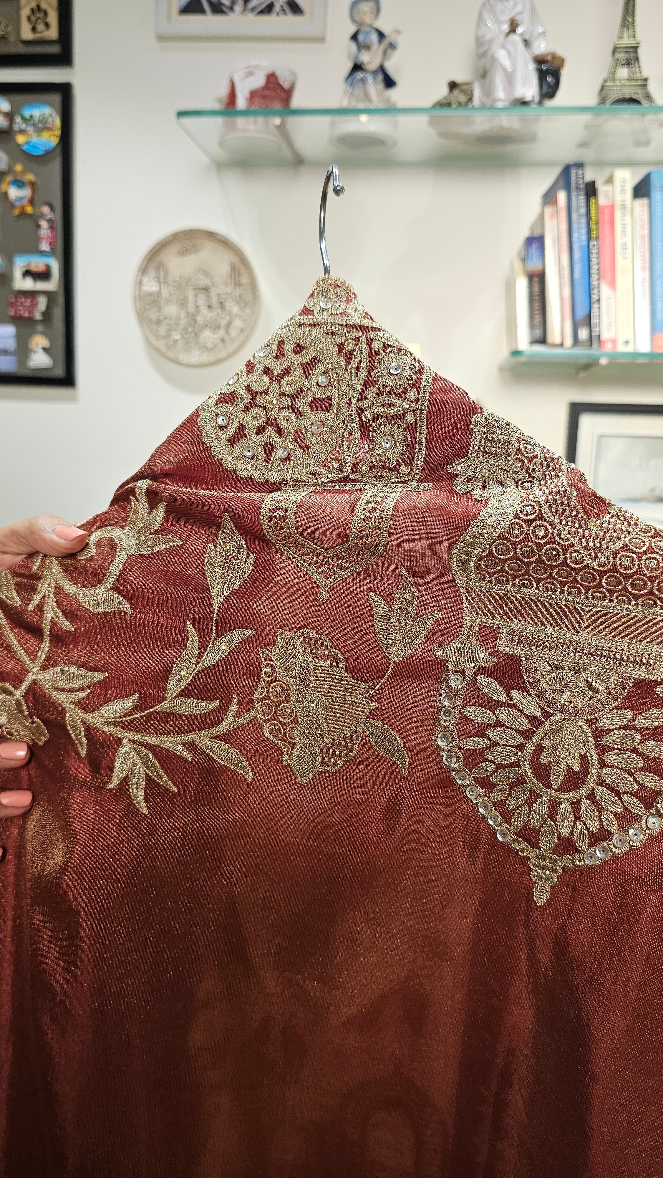 Beautiful Soft Shimmer Tissue Semi Stitched With Upara Silk Bottom With Soft tissue Shimmer Dupatta with Arri & Hand embroidery 