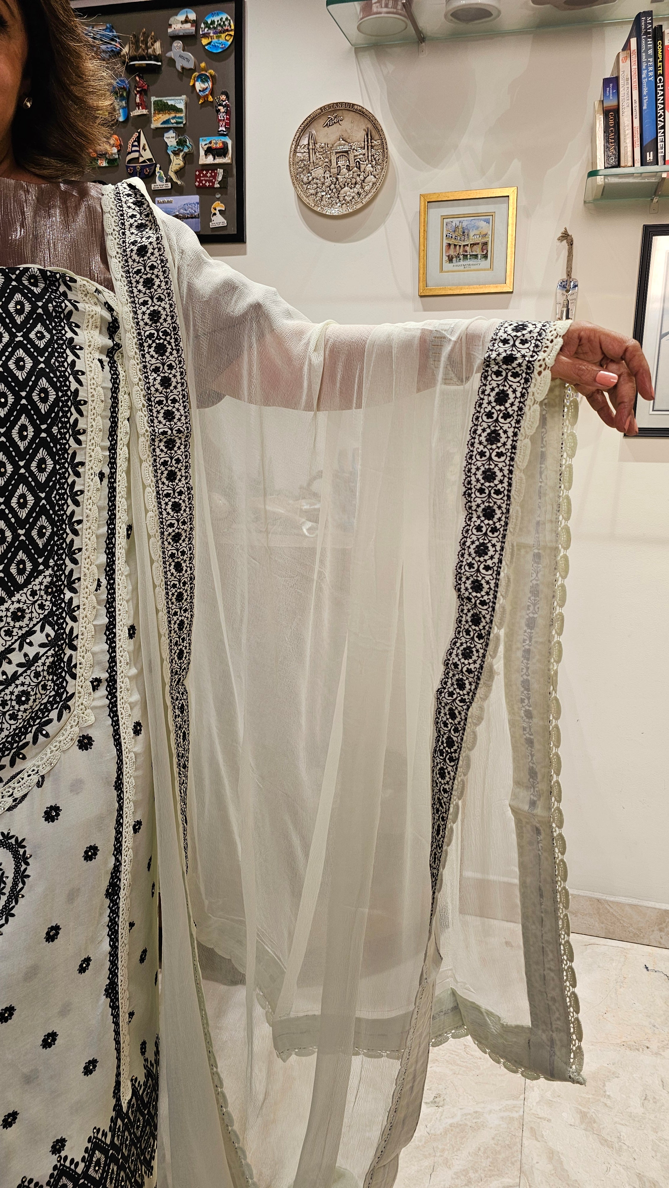 Soft & Comfortable Muslin Digital Print with Lace & Hand Embroidery with Pure Chiffon Dupatta