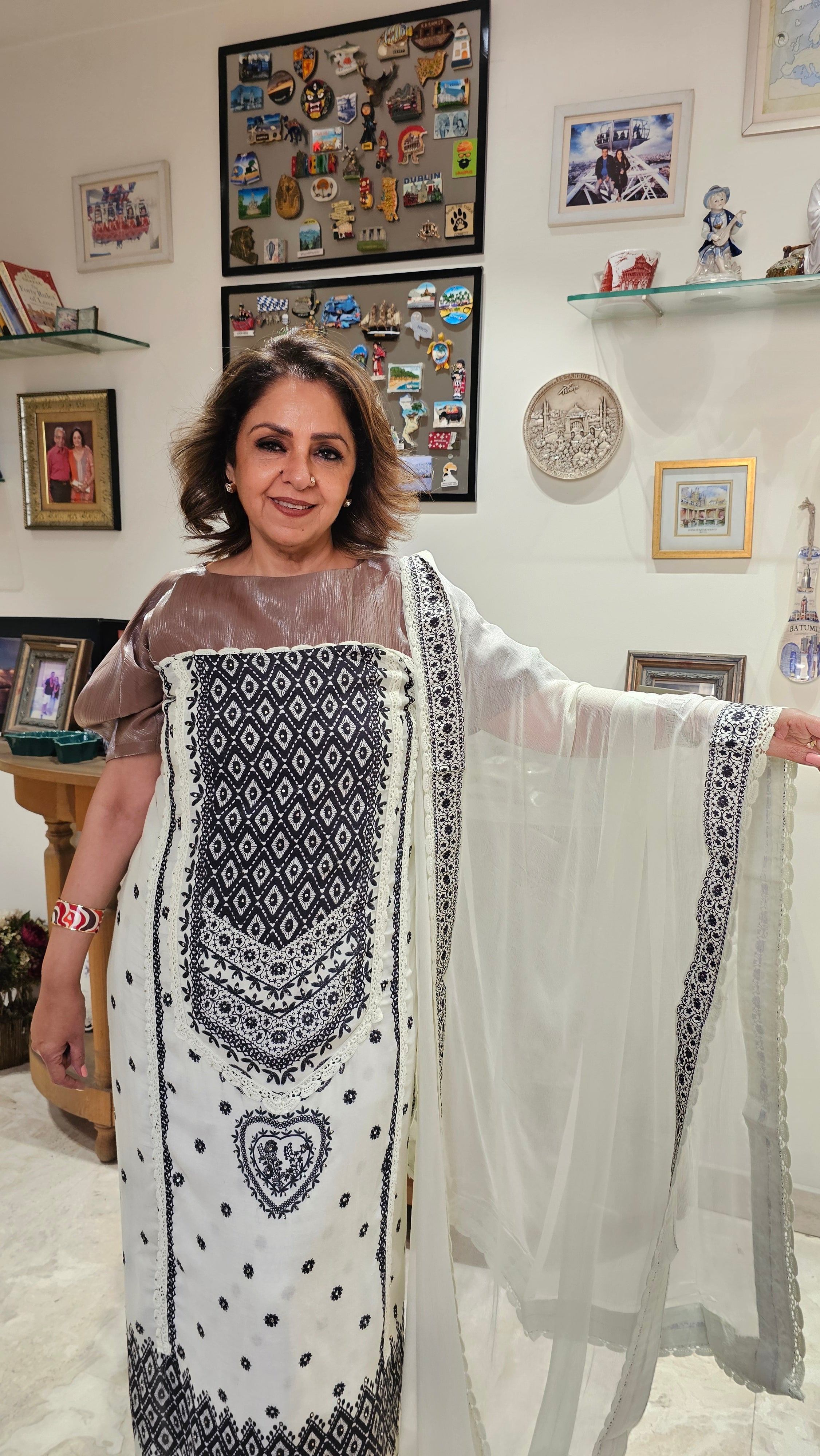 Soft & Comfortable Muslin Digital Print with Lace & Hand Embroidery with Pure Chiffon Dupatta