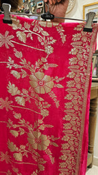 Beautiful Crepe Silk With leather Patch work Top with Upara silk Bottom & Banarasi Georgette Dupatta