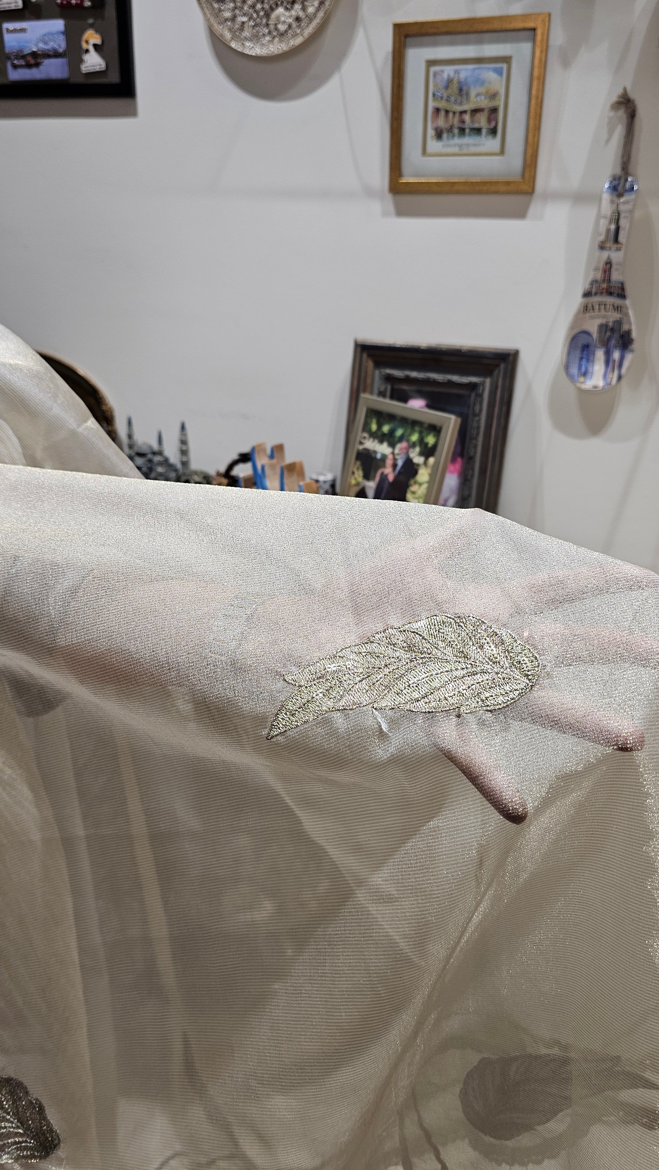 Beautiful Soft Shimmer Tissue Semi Stitched With Upara Silk Bottom With Soft tissue Shimmer Dupatta with Arri & Hand embroidery