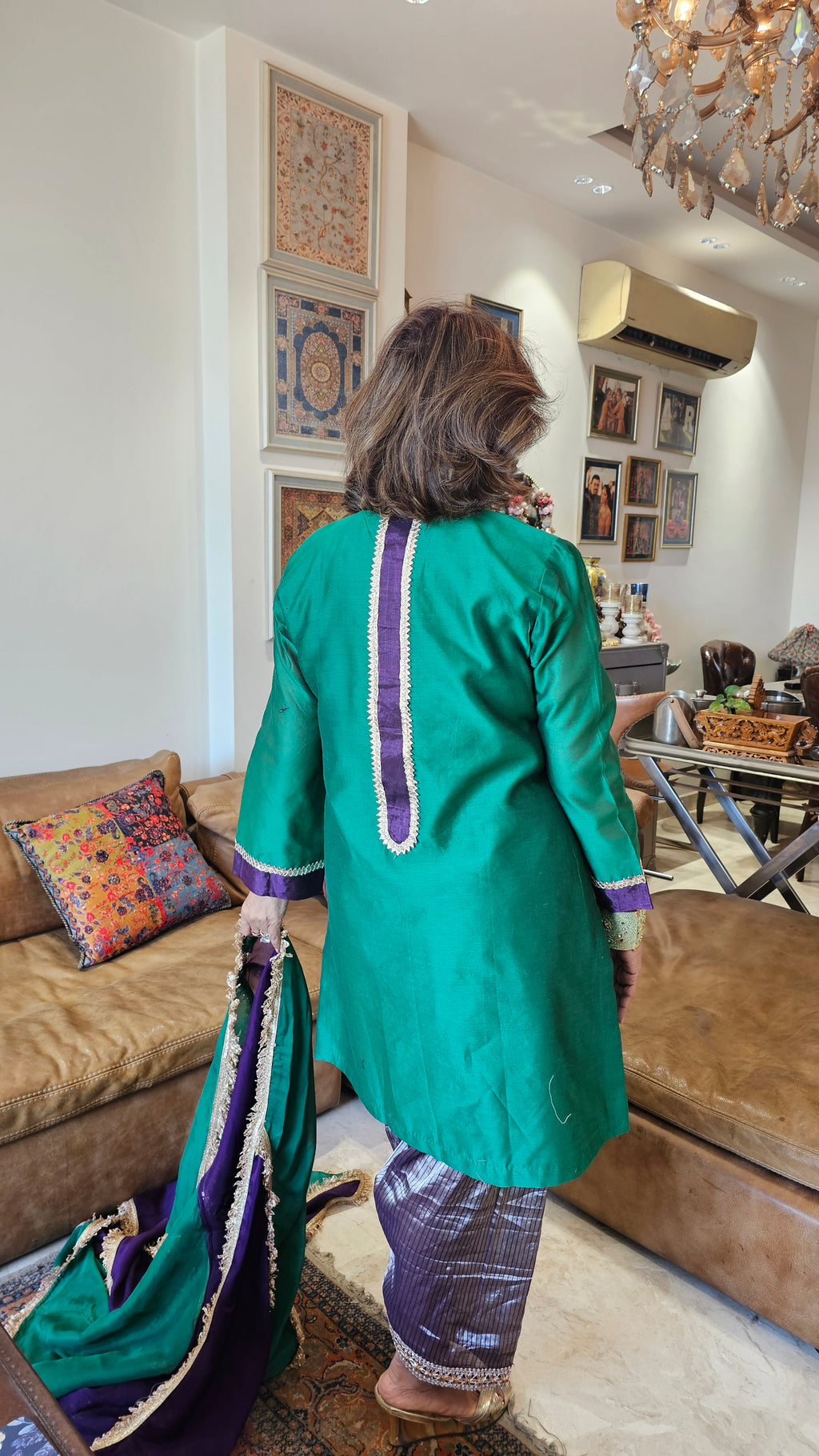 Stunning pure stripe tissue with silk chanderi dressed with gota kinari and multicolour borders combined with most stunning organza Dupatta