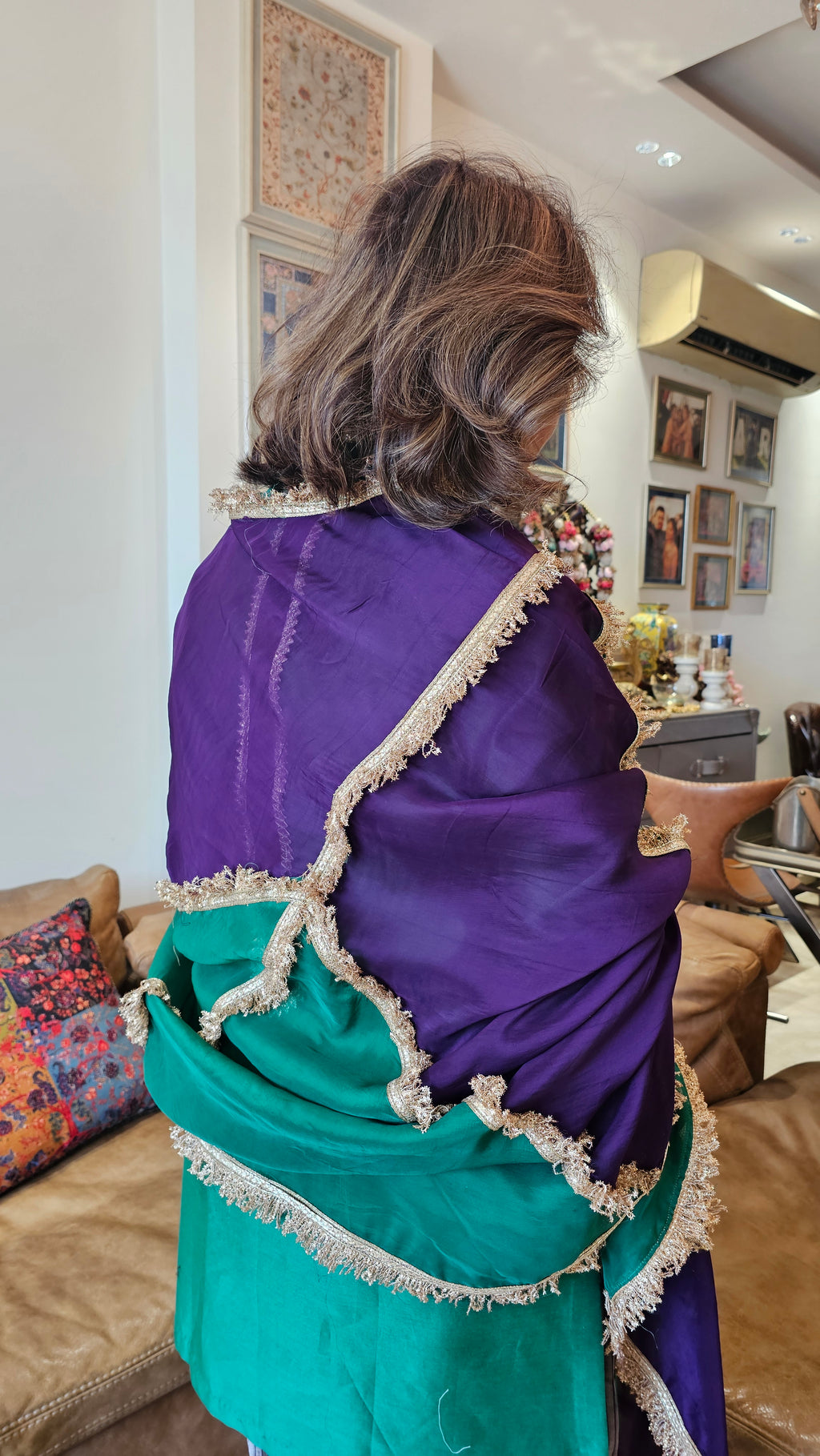 Stunning pure stripe tissue with silk chanderi dressed with gota kinari and multicolour borders combined with most stunning organza Dupatta