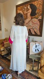 Pretty Satin Strip with Lining Shirt & Satin Jacquard Pants Fully Lined Dressed with Coloured Satin Scarf & Sleeves