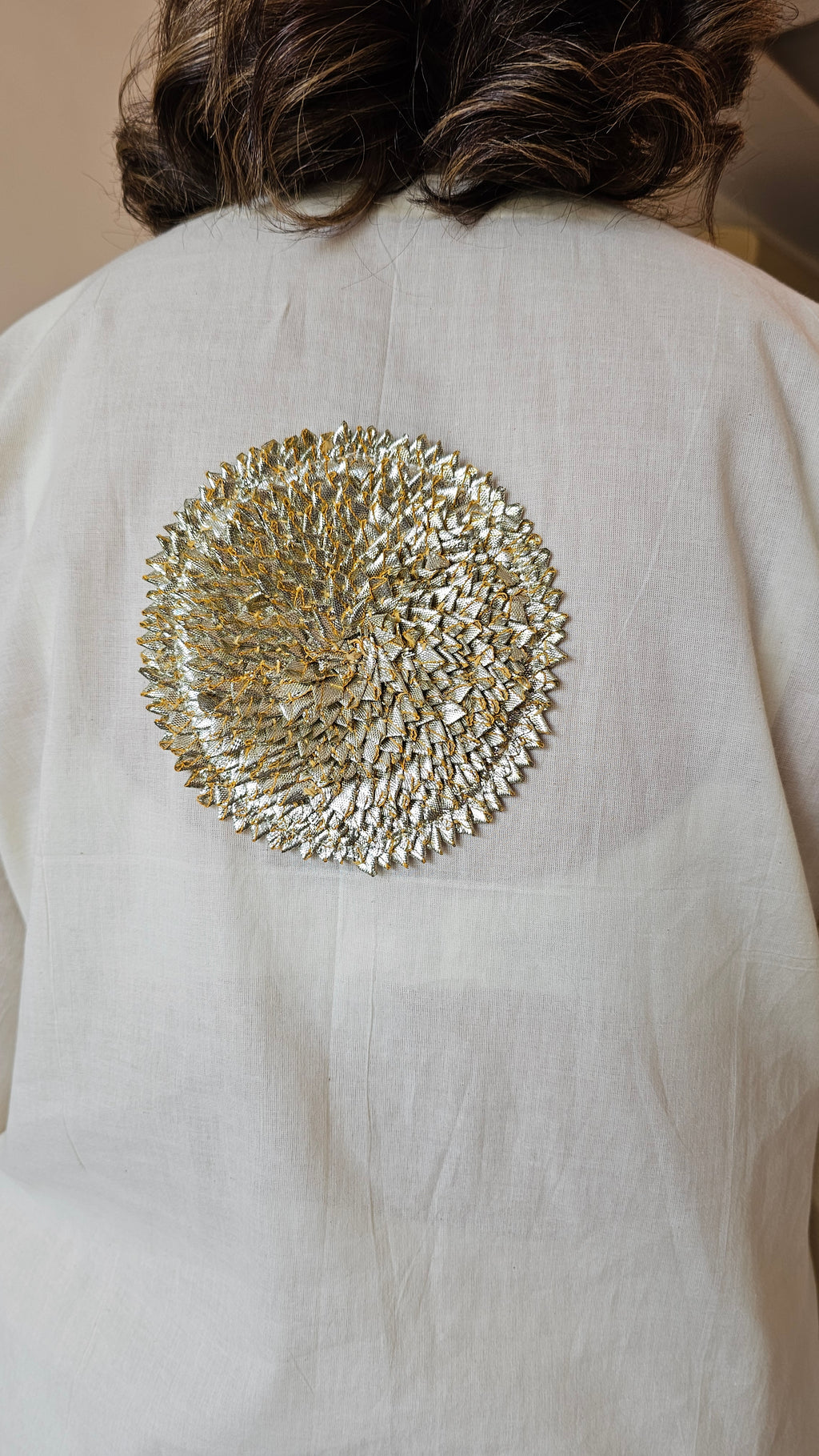 Showstopper Off white Pure cotton shirt & bottom with zari work on sleeves, hemline & Bottom