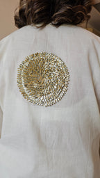 Showstopper Off white Pure cotton shirt & bottom with zari work on sleeves, hemline & Bottom