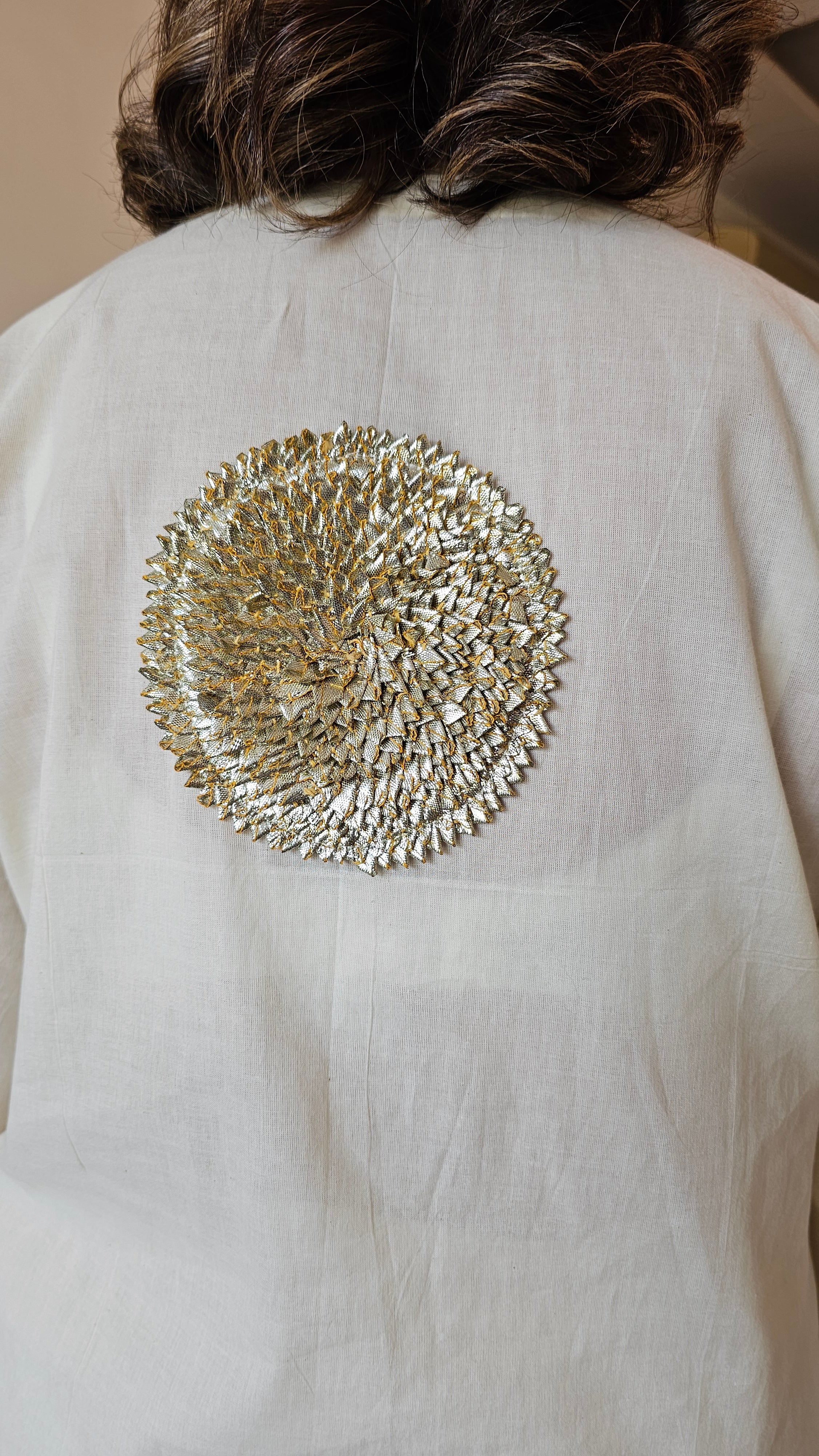 Showstopper Off white Pure cotton shirt & bottom with zari work on sleeves, hemline & Bottom