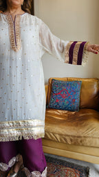 Stunning Mukaish Chanderi Outfit complete with gota work