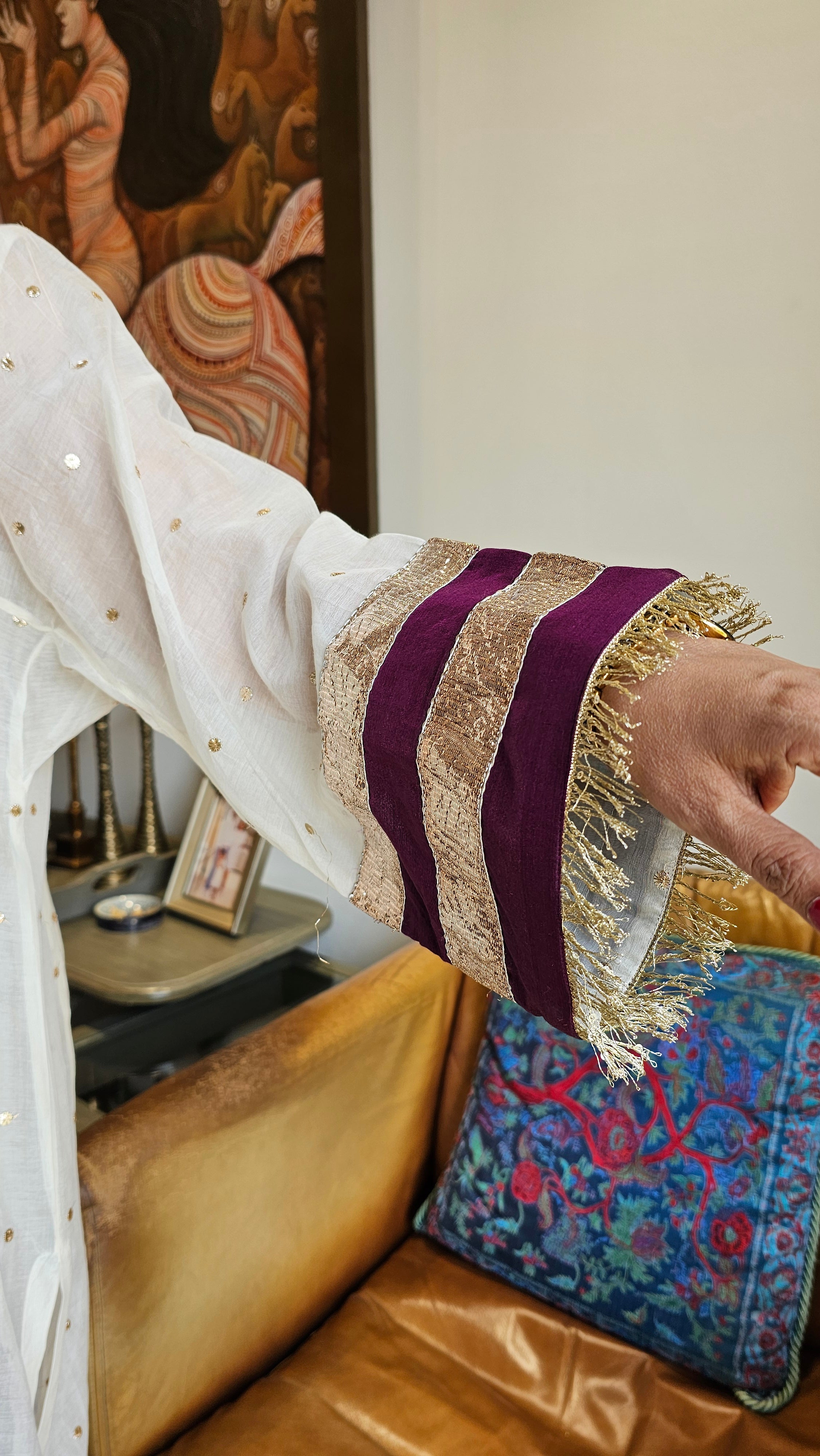 Stunning Mukaish Chanderi Outfit complete with gota work
