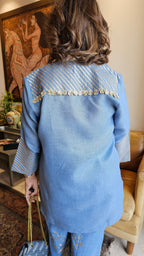 Glittery Linen Indo-Western outfit with Gota & Zari Embroidery Work