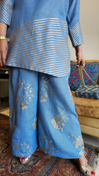 Glittery Linen Indo-Western outfit with Gota & Zari Embroidery Work