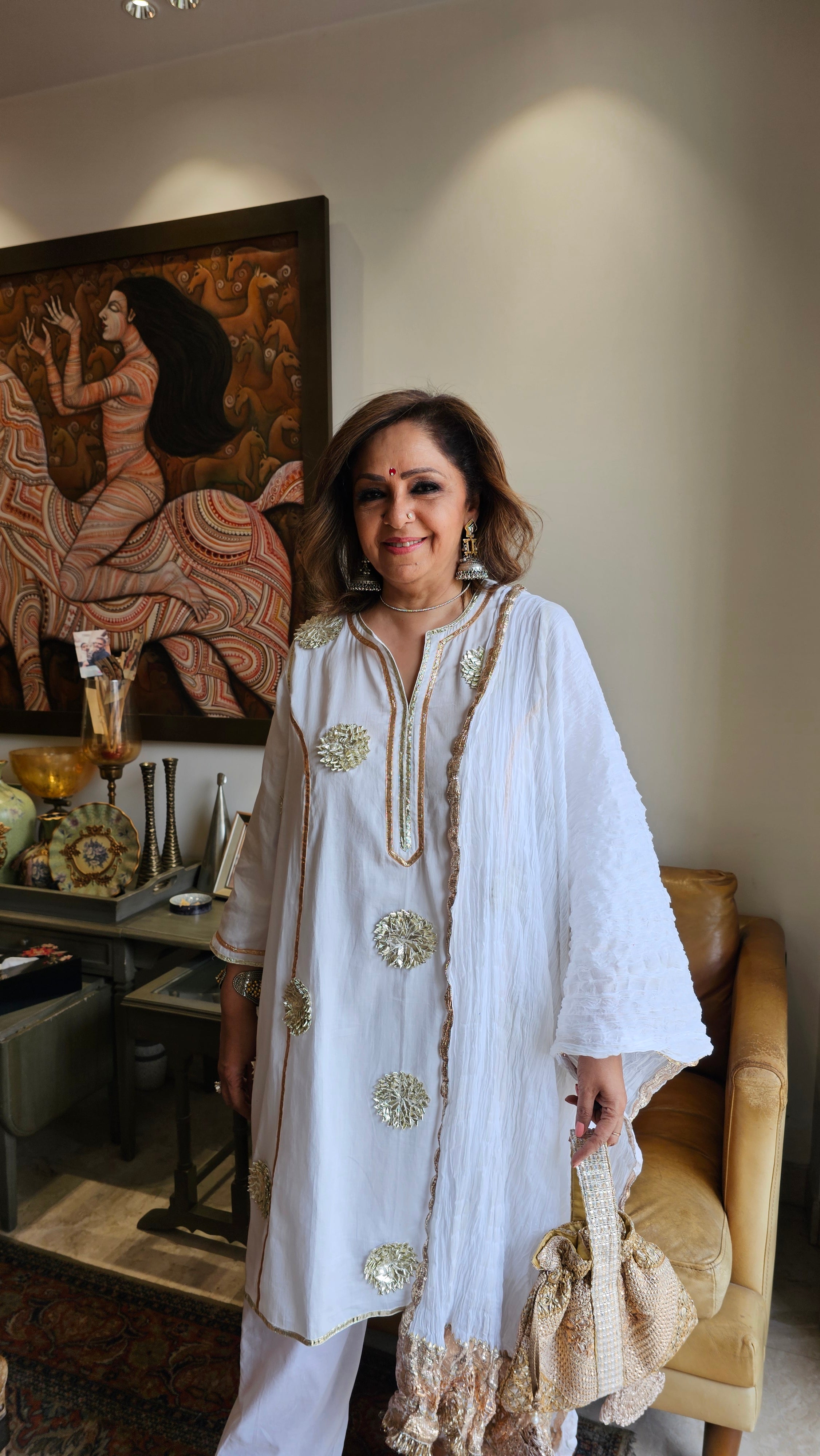 Wispy Mul-Mul With Gota Outfit With Crushed Pure Mul-Mul Dupatta