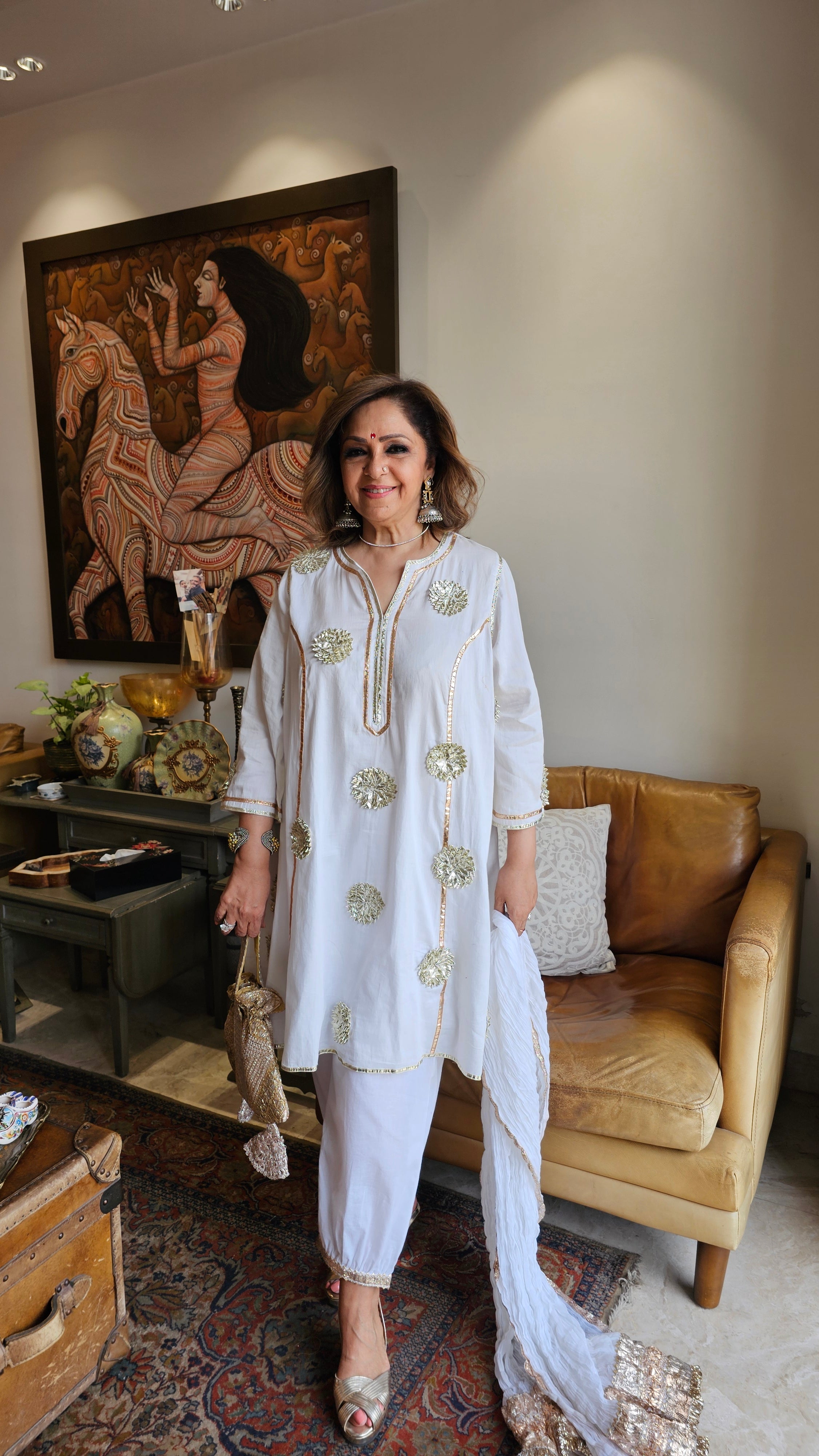 Wispy Mul-Mul With Gota Outfit With Crushed Pure Mul-Mul Dupatta