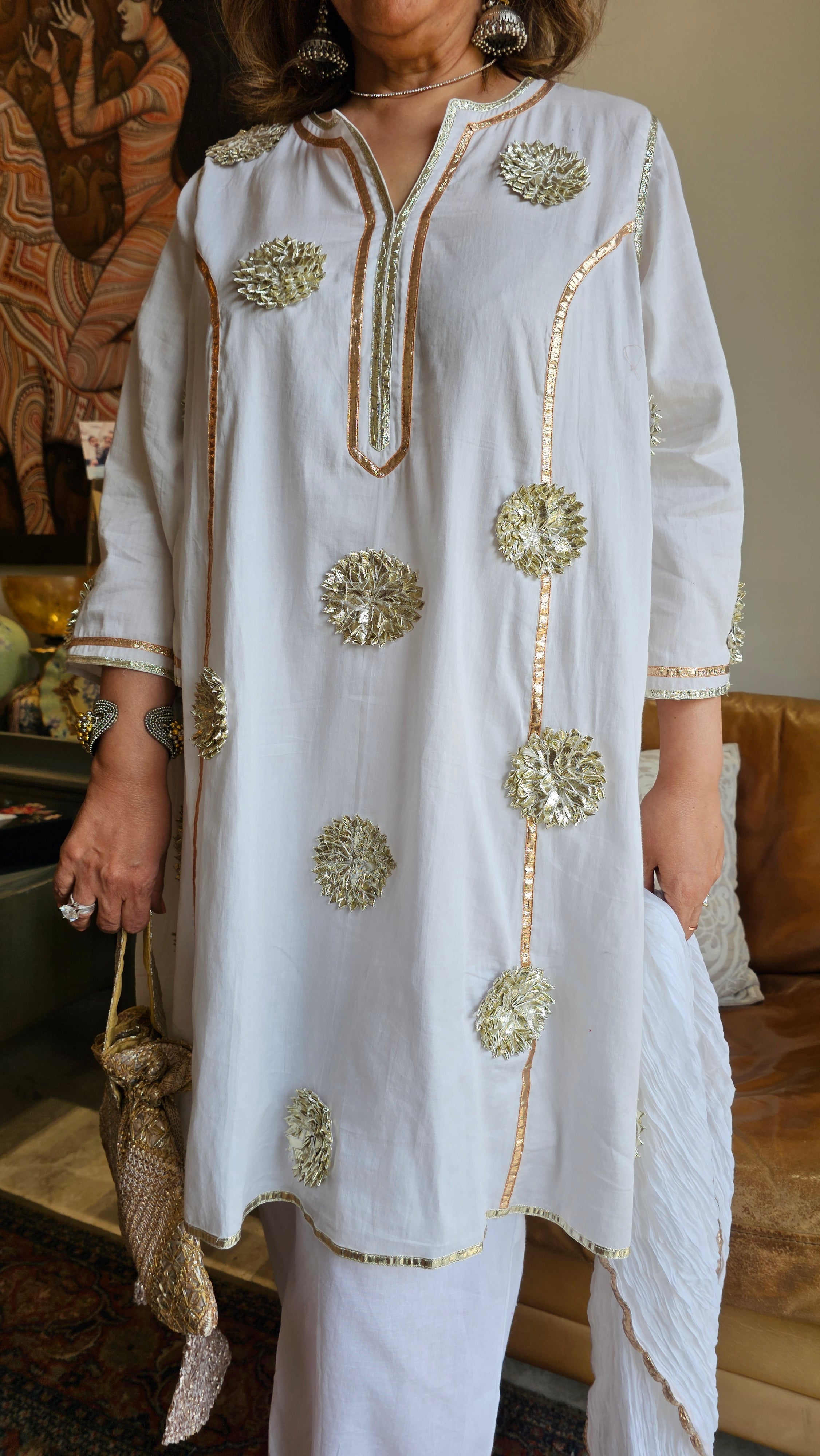 Wispy Mul-Mul With Gota Outfit With Crushed Pure Mul-Mul Dupatta