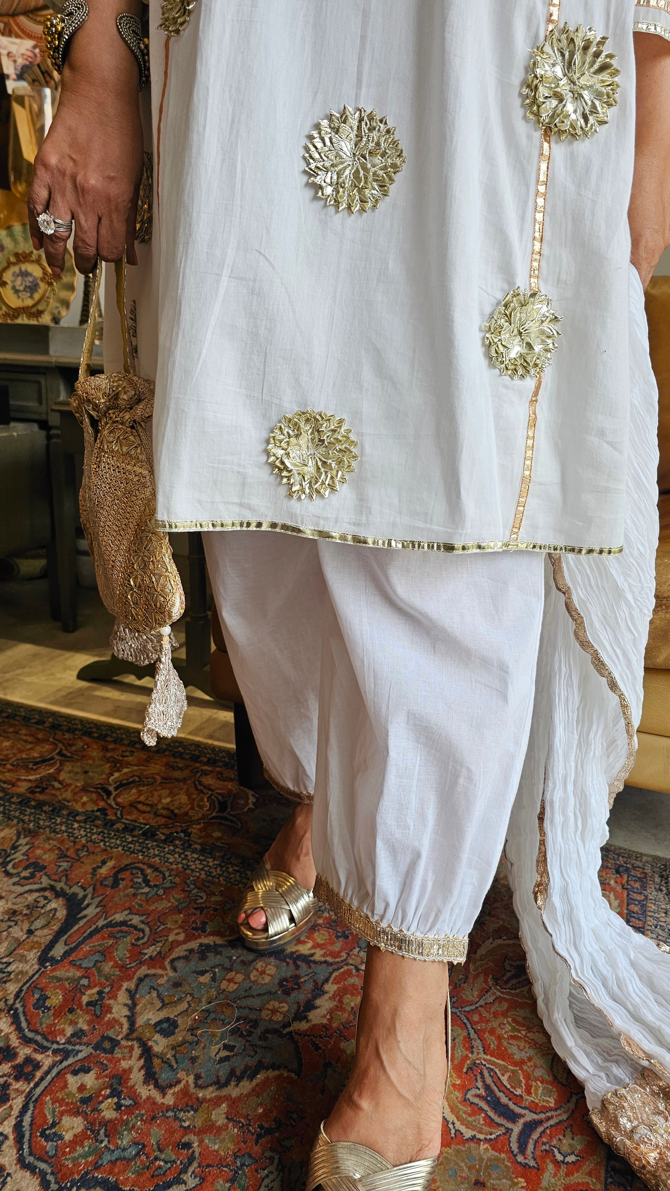 Wispy Mul-Mul With Gota Outfit With Crushed Pure Mul-Mul Dupatta