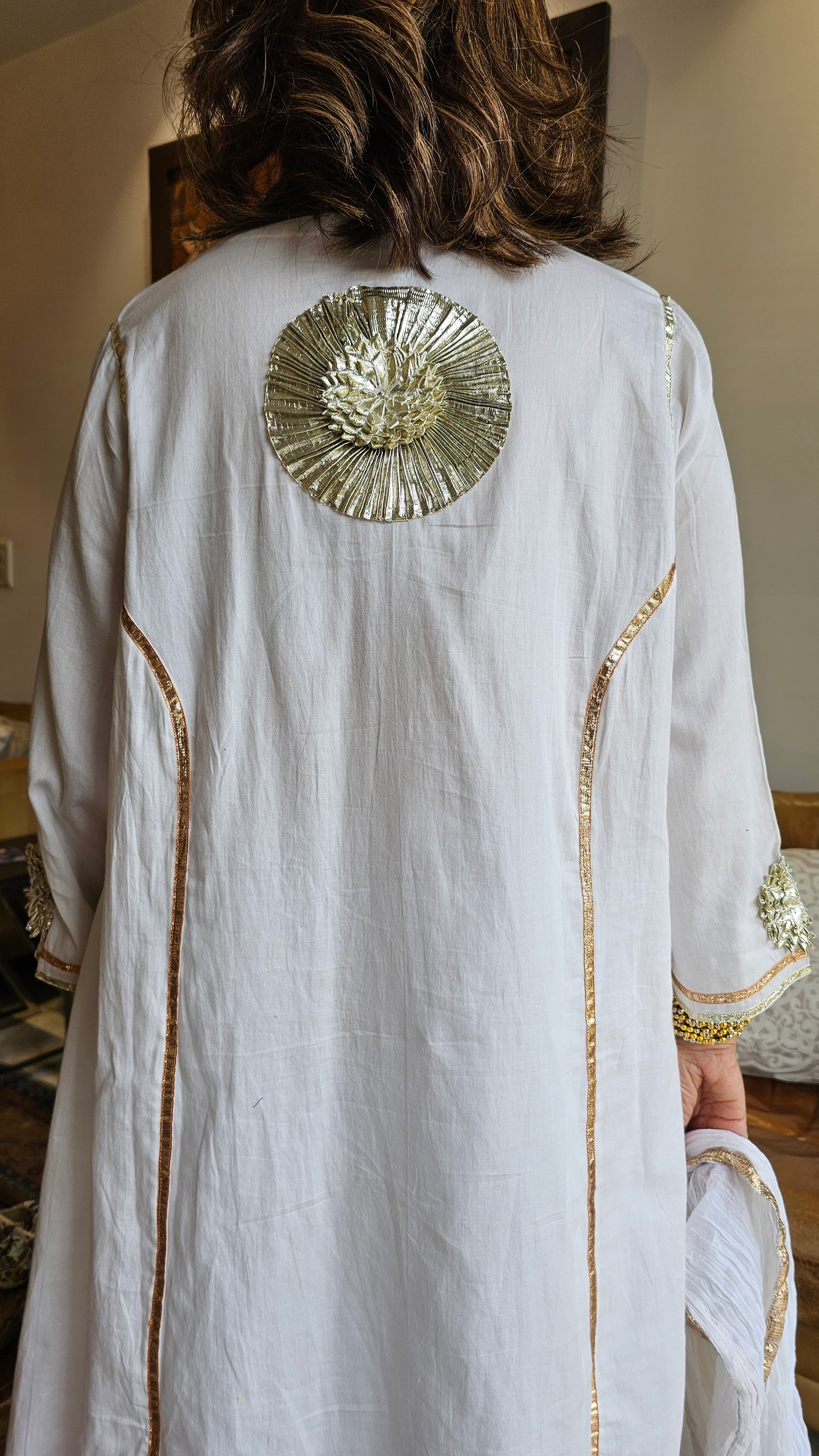 Wispy Mul-Mul With Gota Outfit With Crushed Pure Mul-Mul Dupatta
