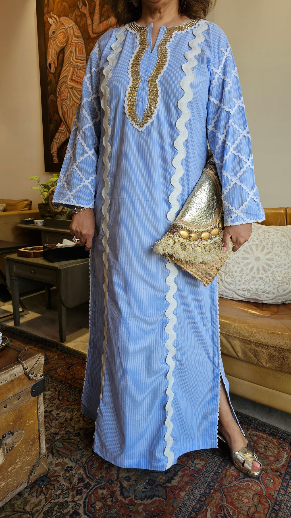 Stunning Stripped Cotton With Gota & Lace