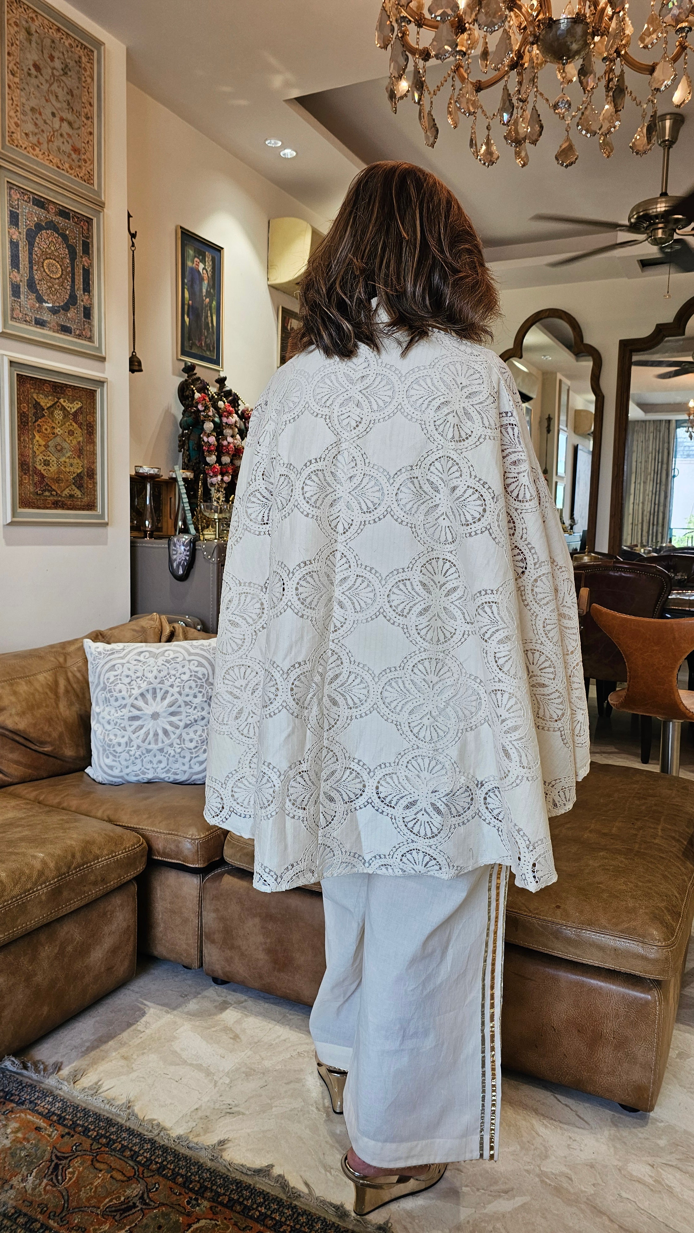 Mesmerising Lace Cotton With Cotton Lining & Pure cotton Pants trimmed with Gota Kinari
