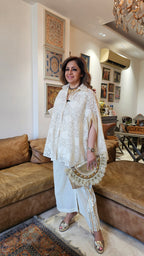 Mesmerising Lace Cotton With Cotton Lining & Pure cotton Pants trimmed with Gota Kinari