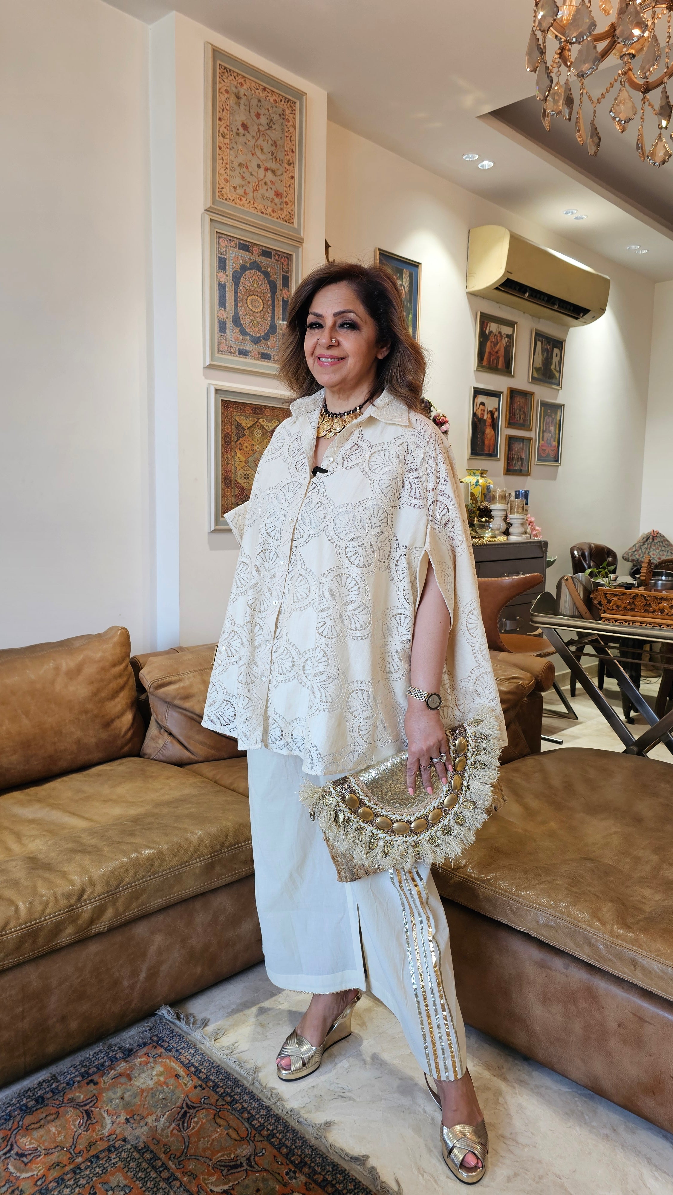 Mesmerising Lace Cotton With Cotton Lining & Pure cotton Pants trimmed with Gota Kinari