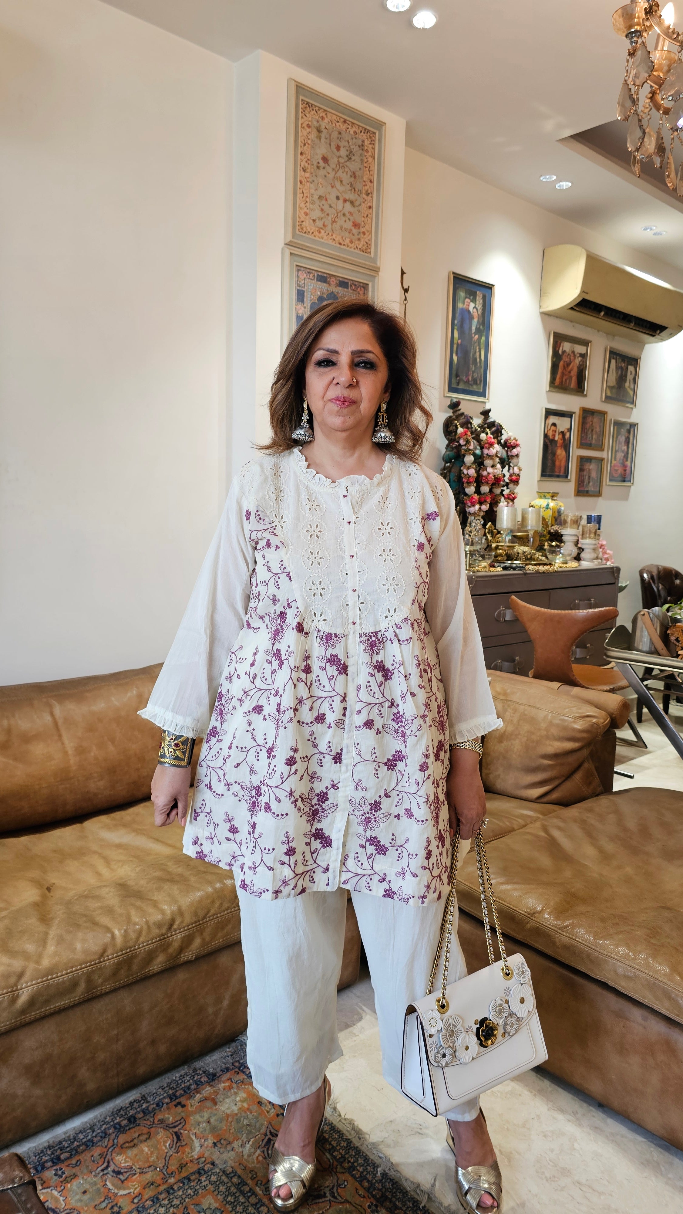 Stunning Mul Cotton 2 piece Set With floral thread work