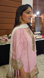 Beautiful Chikan Cutwork Kurta Set with Gota & Kinari Accents