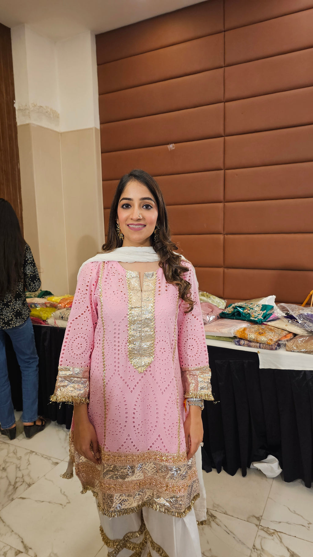Beautiful Chikan Cutwork Kurta Set with Gota & Kinari Accents