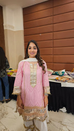 Beautiful Chikan Cutwork Kurta Set with Gota & Kinari Accents