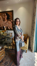 Wispy Tissue Silk Fabric Outfit with Full Hand Embroidery Work