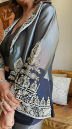 Wispy Tissue Silk Fabric Outfit with Full Hand Embroidery Work