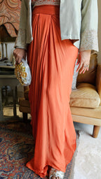 Stunning Tissue Silk Jacket with Chinon Georgette Top & Bottom with Full Hand Embroidery Work