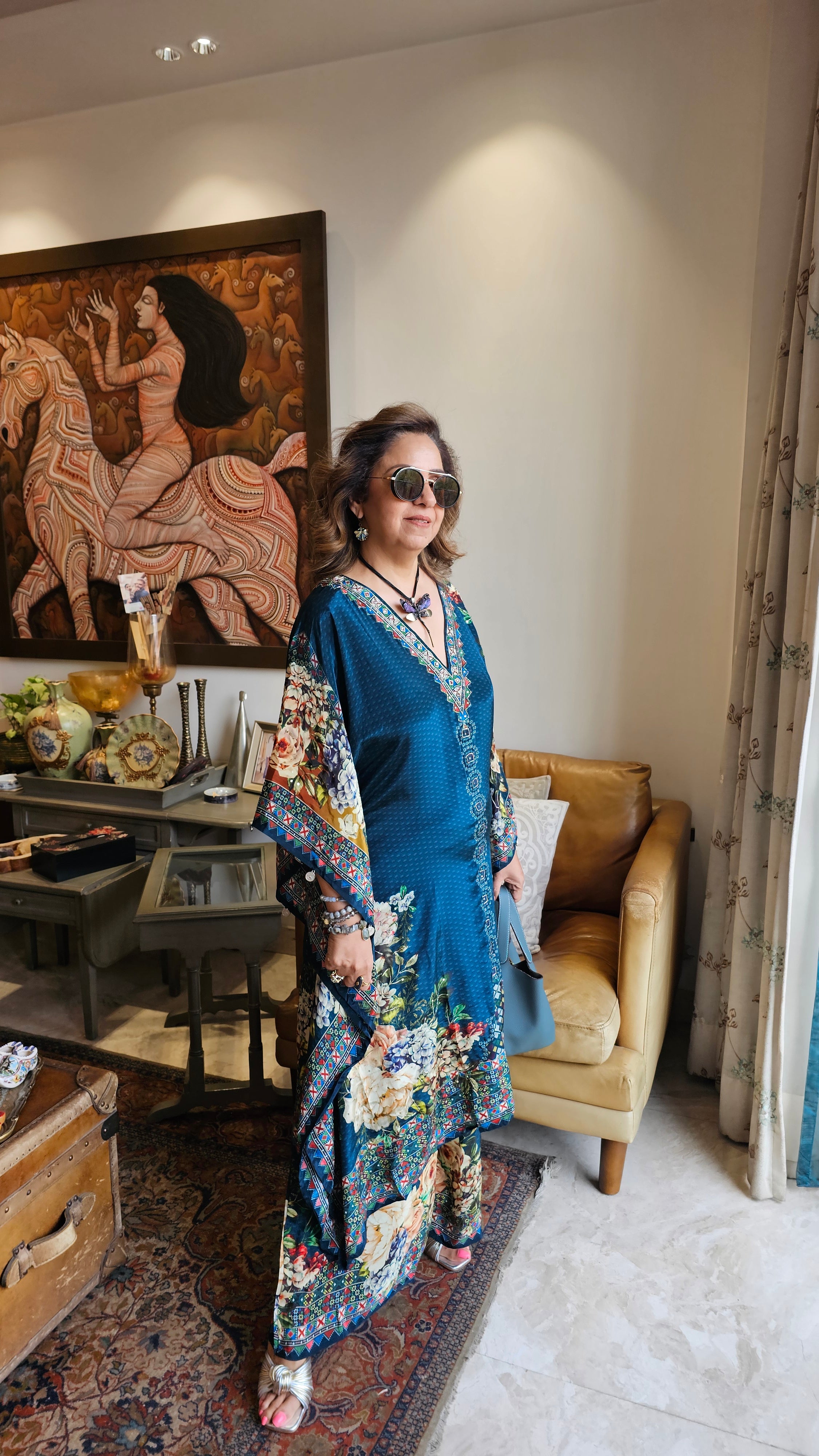 Gorgeous Crepe Fabric 3 Piece Outfit With Digital Floral Print & Hand Embroidery