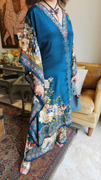 Gorgeous Crepe Fabric 3 Piece Outfit With Digital Floral Print & Hand Embroidery
